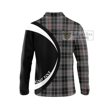 Thomson Grey Tartan Long Sleeve Polo Shirt with Family Crest Circle Style