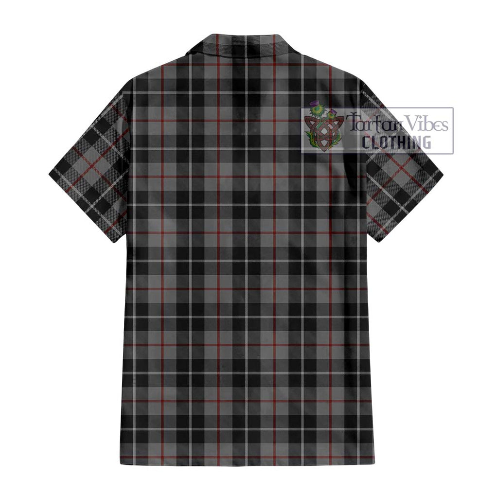 Thomson Grey Tartan Short Sleeve Button Shirt with Family Crest DNA In Me Style - Tartanvibesclothing Shop