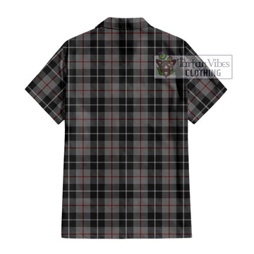 Thomson Grey Tartan Short Sleeve Button Shirt with Family Crest DNA In Me Style