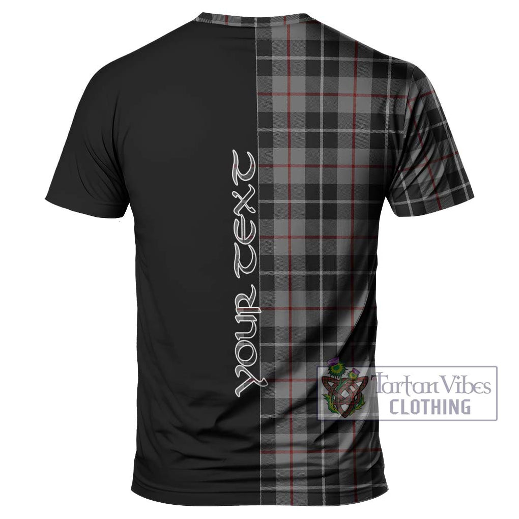 Thomson Grey Tartan T-Shirt with Family Crest and Half Of Me Style - Tartanvibesclothing Shop