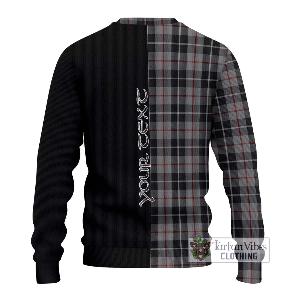 Thomson Grey Tartan Knitted Sweater with Family Crest and Half Of Me Style - Tartanvibesclothing Shop