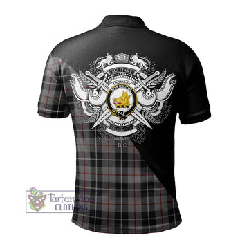 Thomson Grey Tartan Polo Shirt with Family Crest and Military Logo Style