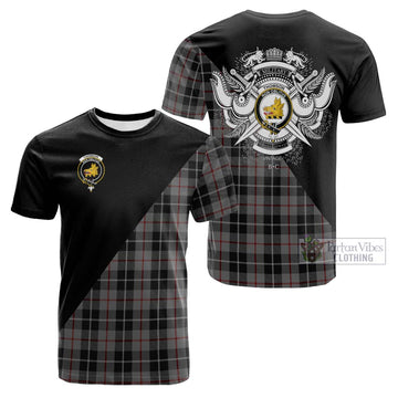 Thomson Grey Tartan Cotton T-shirt with Family Crest and Military Logo Style