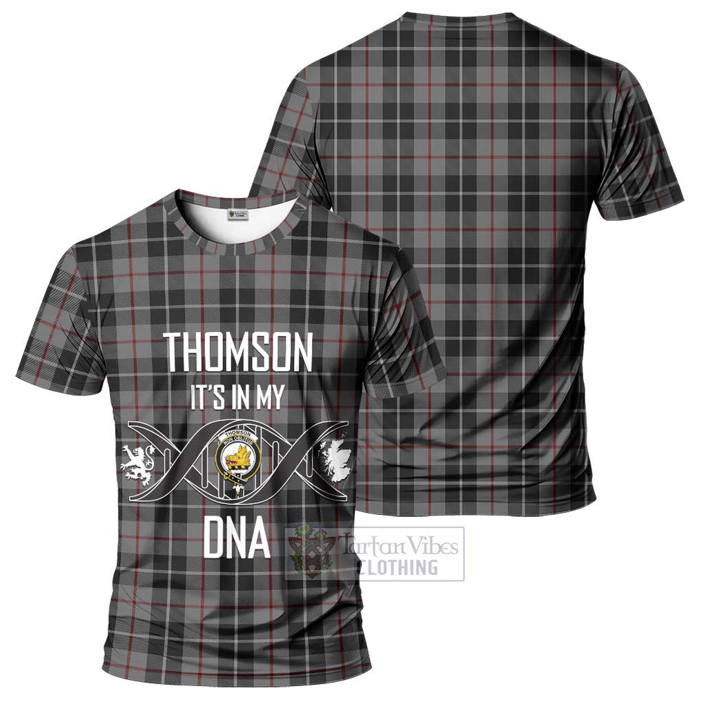 Thomson Grey Tartan T-Shirt with Family Crest DNA In Me Style - Tartan Vibes Clothing