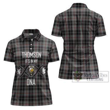 Thomson Grey Tartan Women's Polo Shirt with Family Crest DNA In Me Style