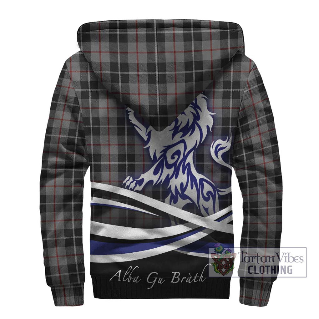 Thomson Grey Tartan Sherpa Hoodie with Alba Gu Brath Regal Lion Emblem - Tartanvibesclothing Shop