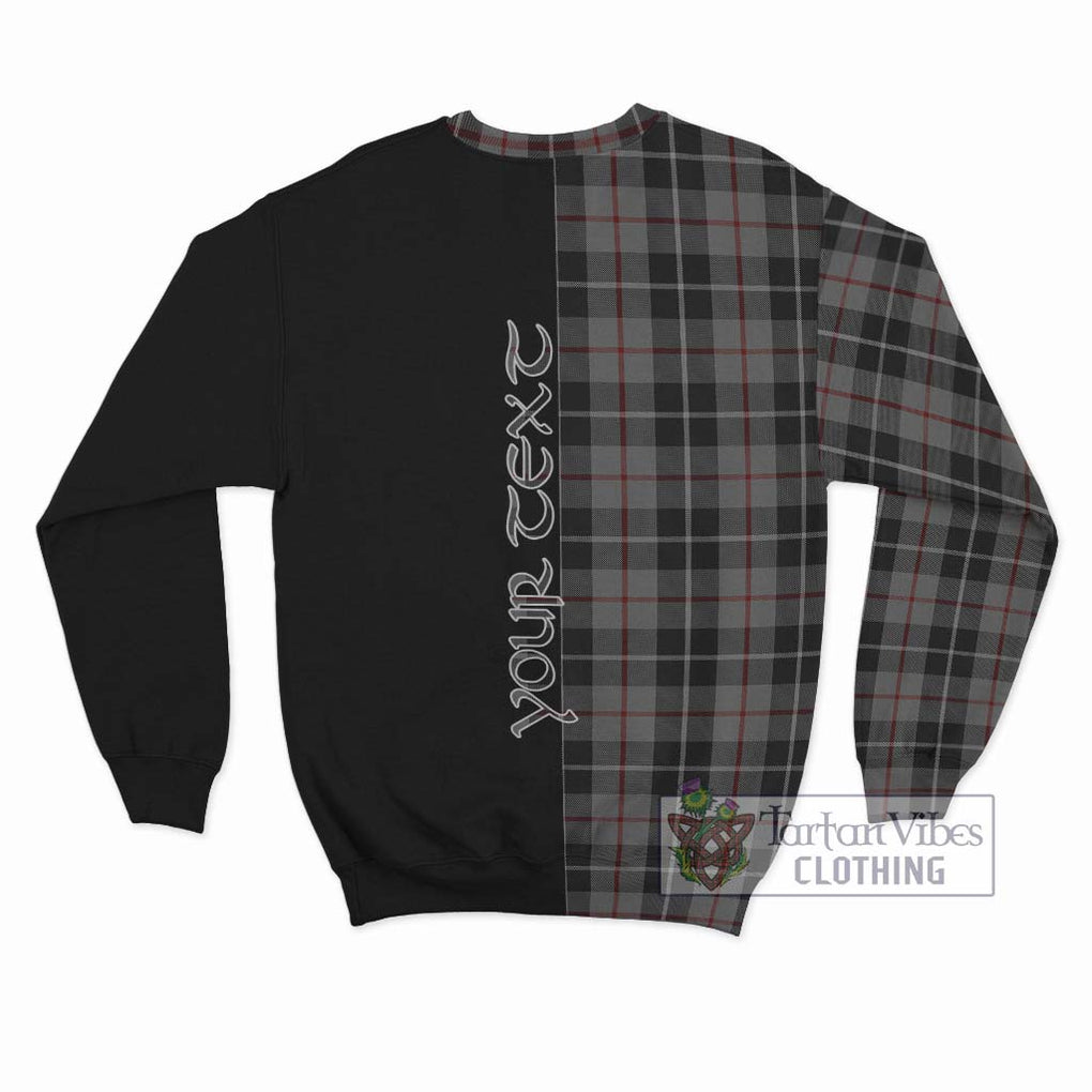 Thomson Grey Tartan Sweatshirt with Family Crest and Half Of Me Style - Tartanvibesclothing Shop