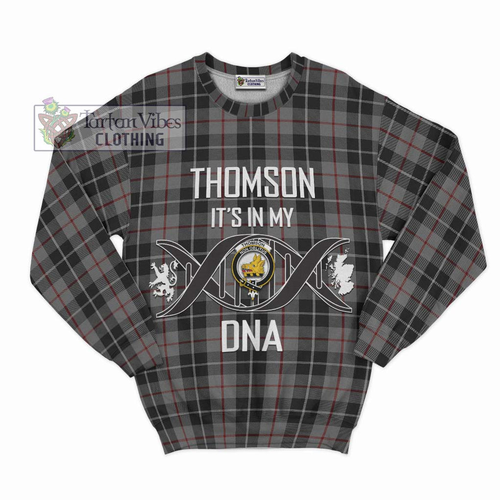 Thomson Grey Tartan Sweatshirt with Family Crest DNA In Me Style - Tartanvibesclothing Shop