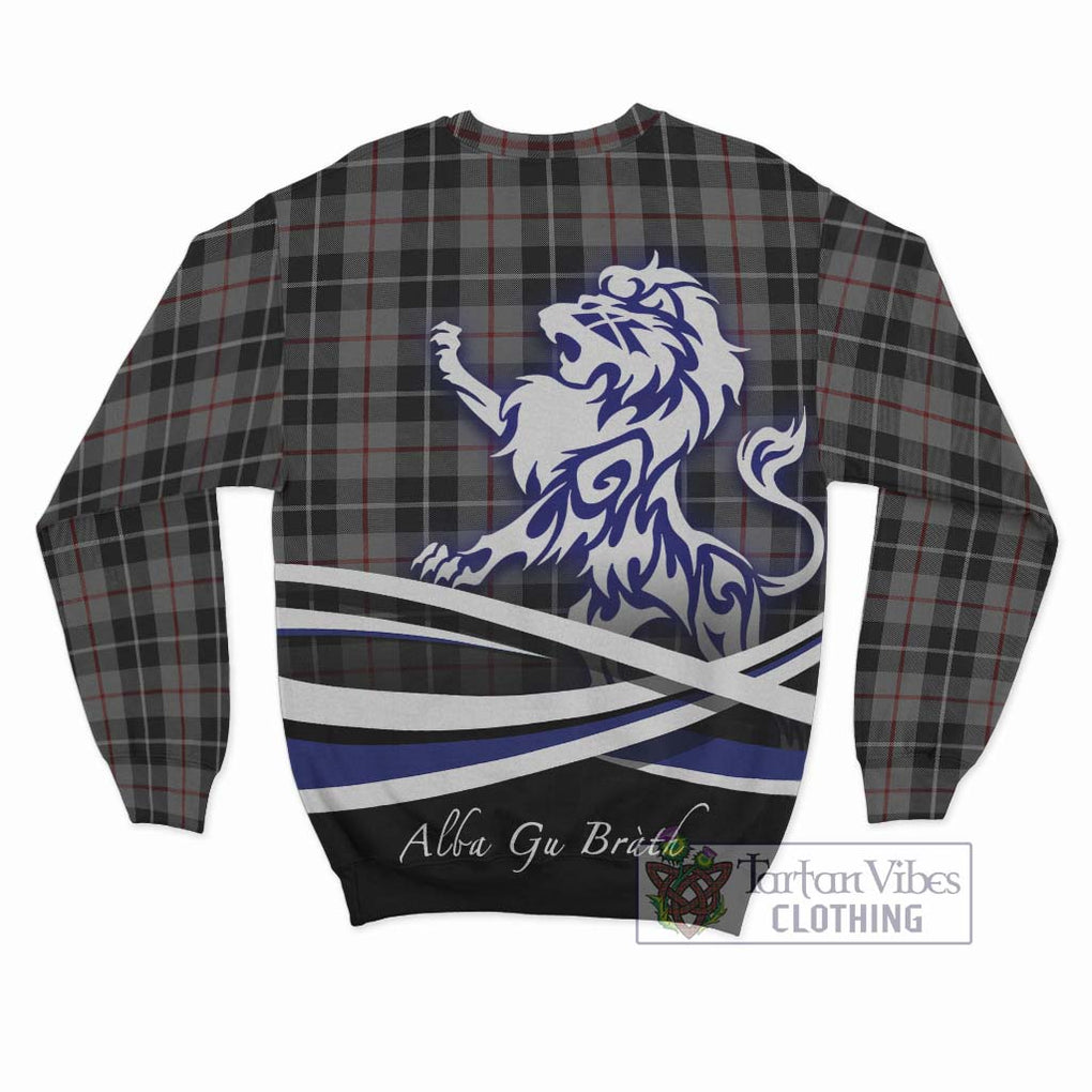 Thomson Grey Tartan Sweatshirt with Alba Gu Brath Regal Lion Emblem - Tartanvibesclothing Shop