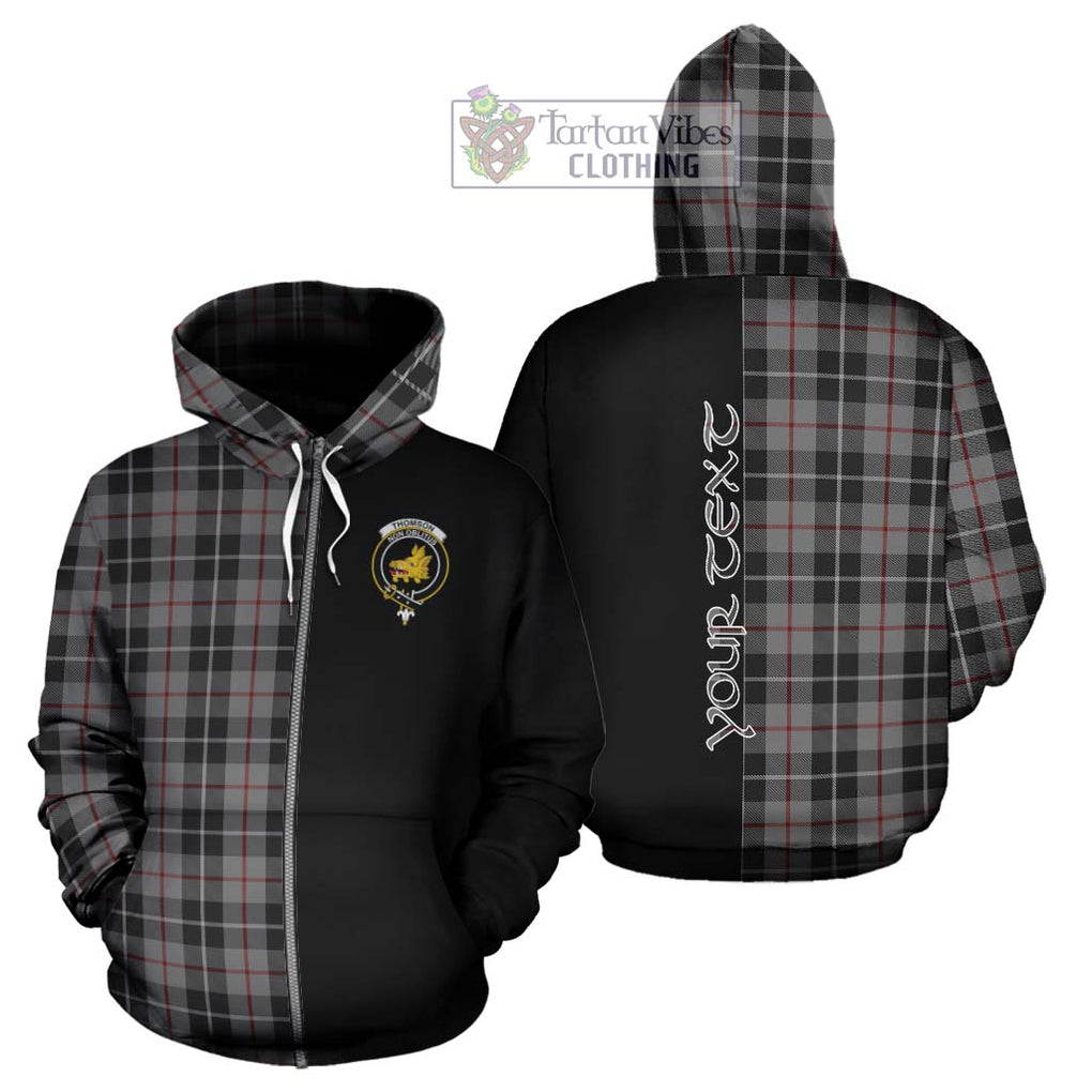 Thomson Grey Tartan Hoodie with Family Crest and Half Of Me Style - Tartanvibesclothing Shop