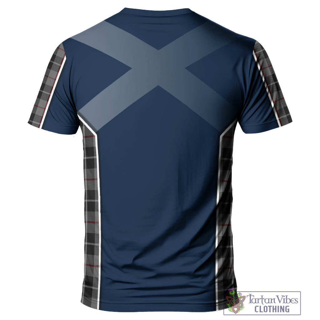 Tartan Vibes Clothing Thomson Grey Tartan T-Shirt with Family Crest and Scottish Thistle Vibes Sport Style