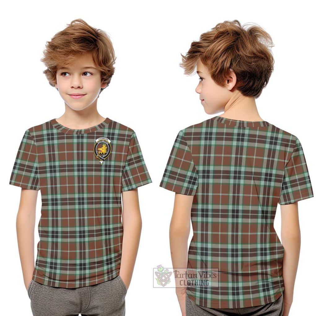 Thomson Hunting Modern Tartan Kid T-Shirt with Family Crest Youth XL Size14 - Tartanvibesclothing Shop