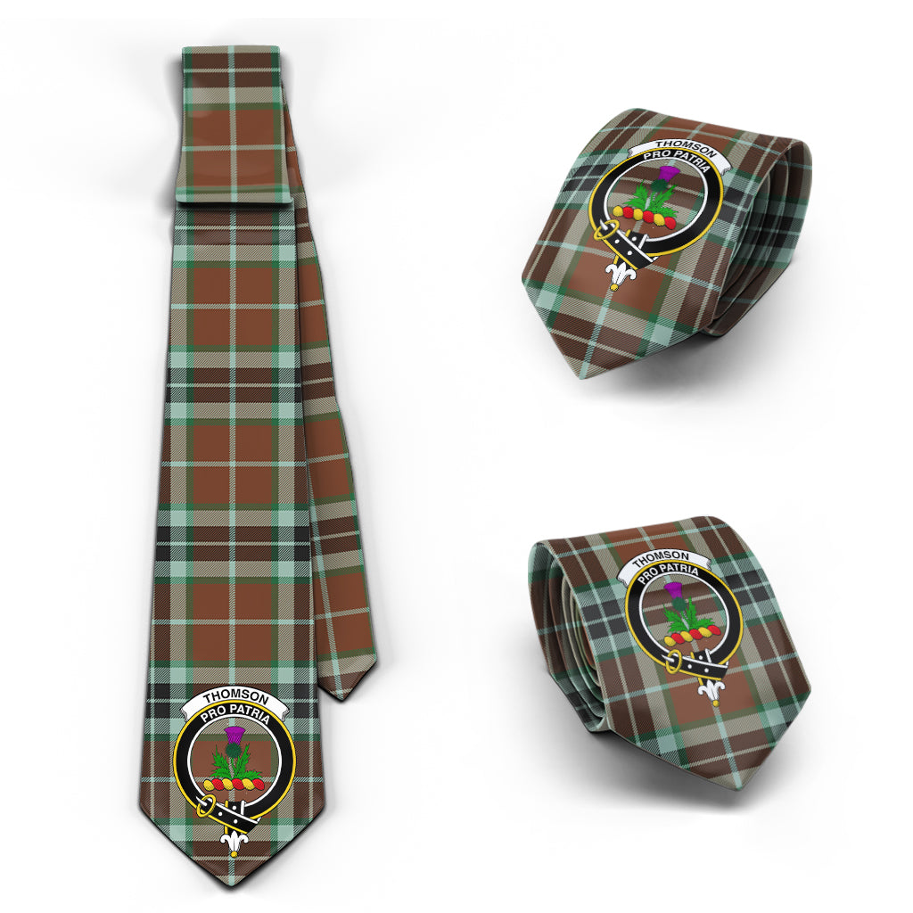 Thomson Hunting Modern Tartan Classic Necktie with Family Crest Necktie One Size - Tartan Vibes Clothing