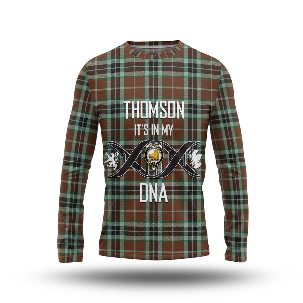 Thomson Hunting Modern Tartan Long Sleeve T-Shirt with Family Crest DNA In Me Style Unisex - Tartanvibesclothing Shop