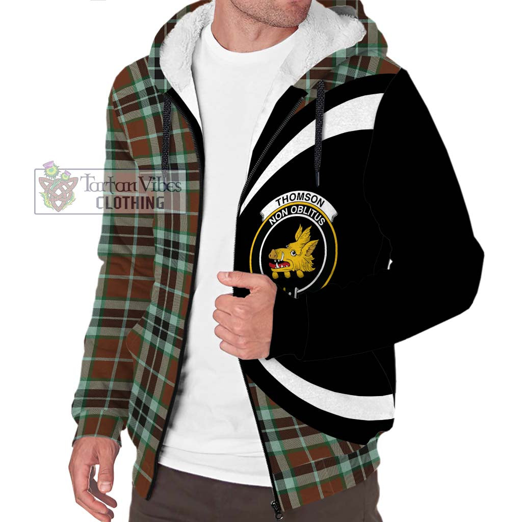 Thomson Hunting Modern Tartan Sherpa Hoodie with Family Crest Circle Style Unisex S - Tartan Vibes Clothing