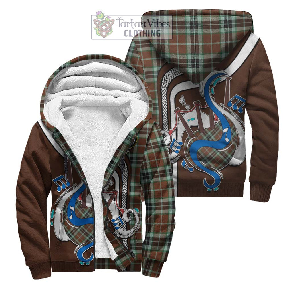 Thomson Hunting Modern Tartan Sherpa Hoodie with Epic Bagpipe Style Unisex S - Tartanvibesclothing Shop