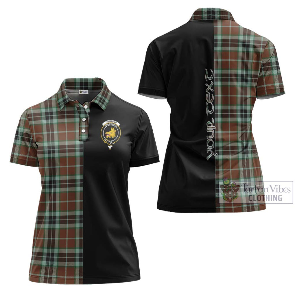 Thomson Hunting Modern Tartan Women's Polo Shirt with Family Crest and Half Of Me Style Women - Tartanvibesclothing Shop