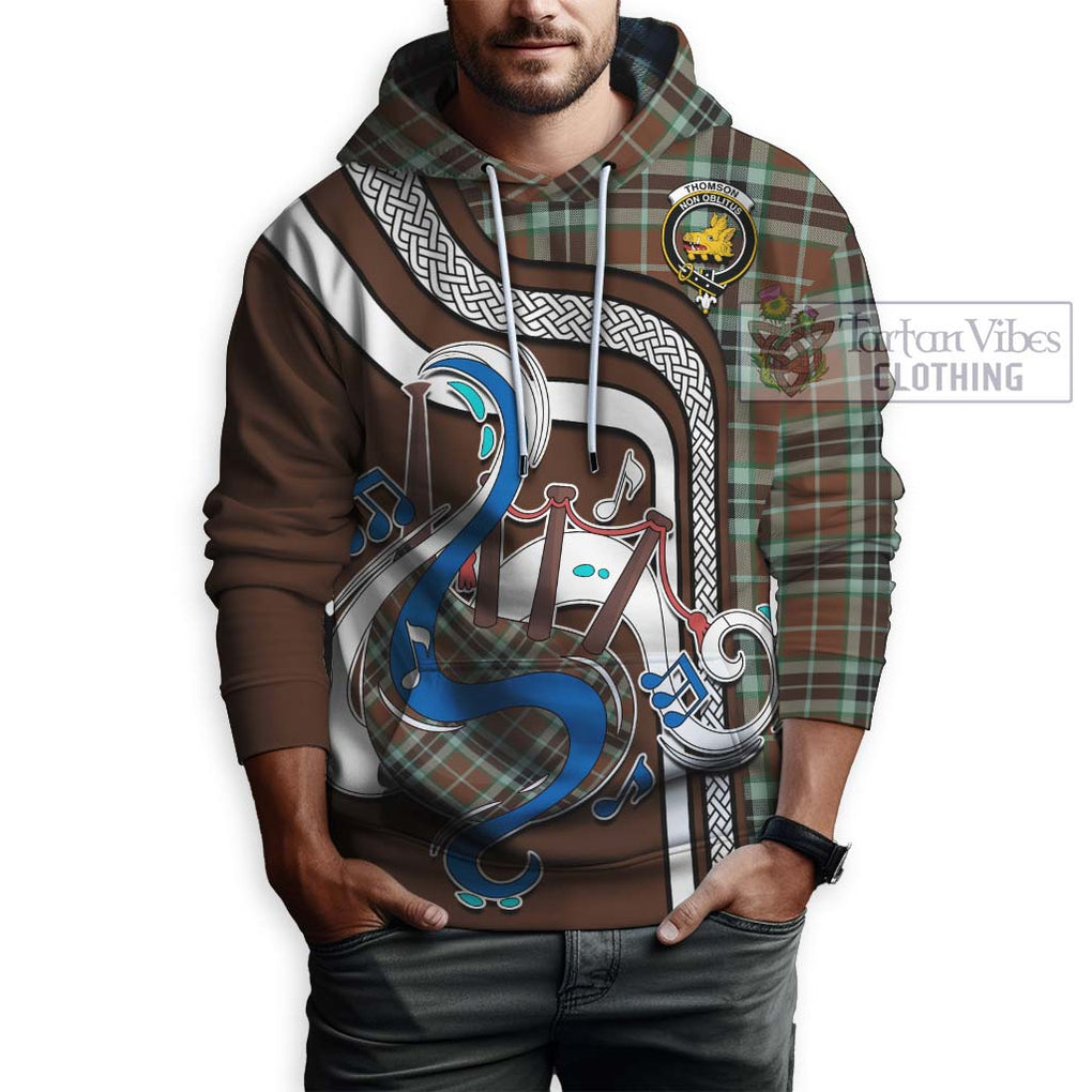 Thomson Hunting Modern Tartan Hoodie with Epic Bagpipe Style Zip Hoodie - Tartanvibesclothing Shop