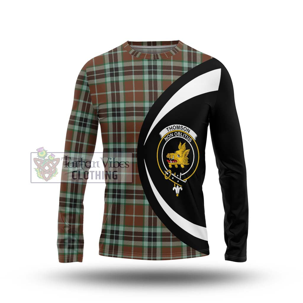 Thomson Hunting Modern Tartan Long Sleeve T-Shirt with Family Crest Circle Style Unisex - Tartan Vibes Clothing