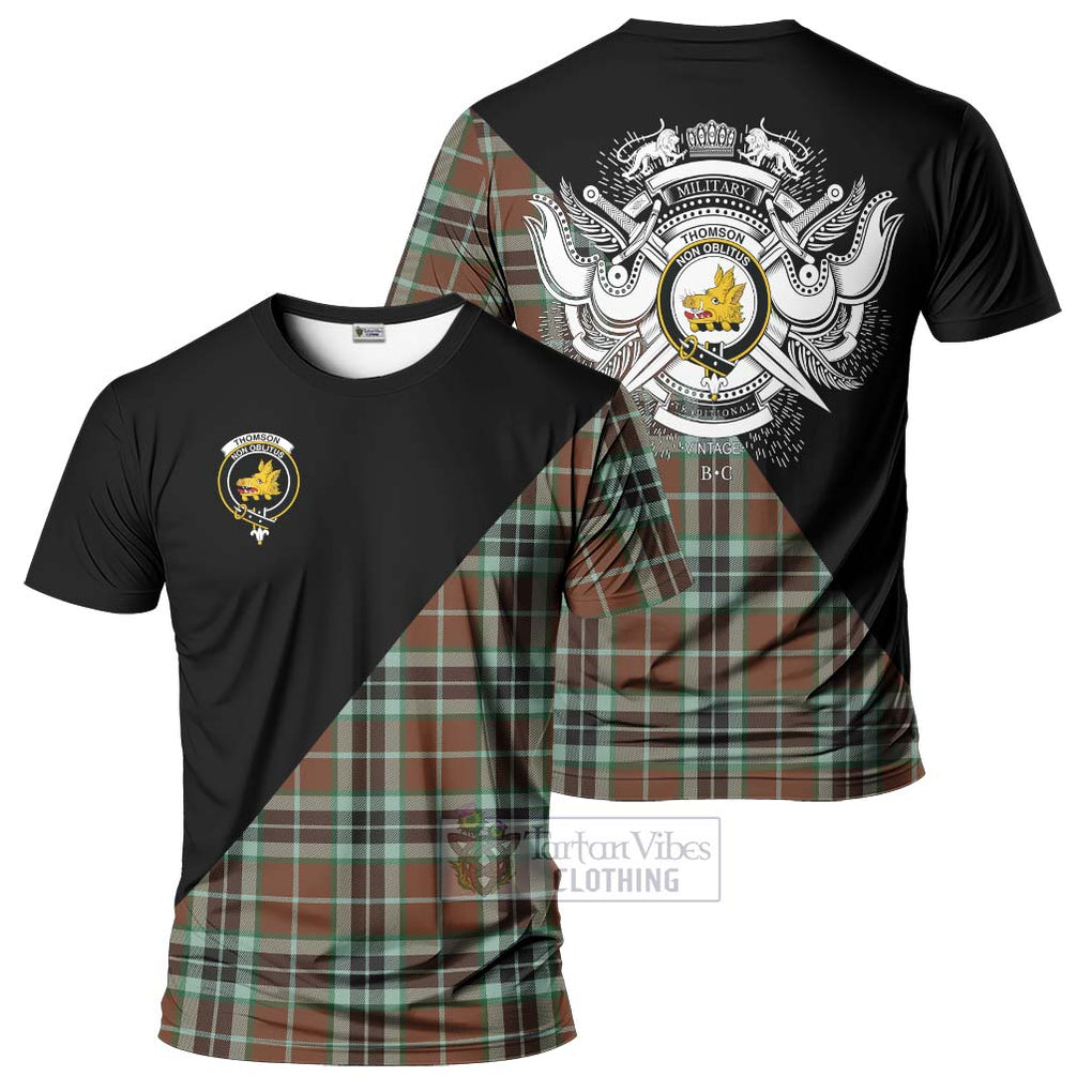 Thomson Hunting Modern Tartan T-Shirt with Family Crest and Military Logo Style Kid's Shirt - Tartanvibesclothing Shop