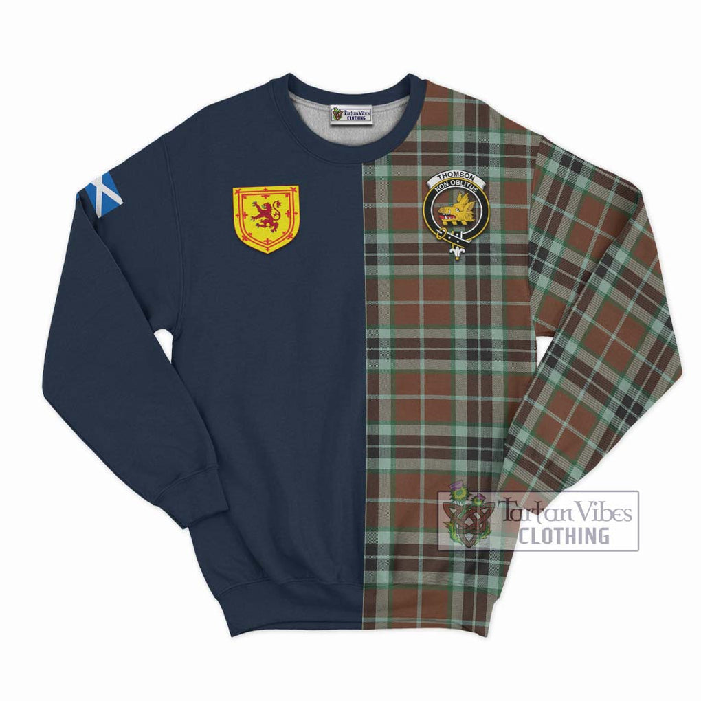 Tartan Vibes Clothing Thomson Hunting Modern Tartan Sweatshirt with Scottish Lion Royal Arm Half Style