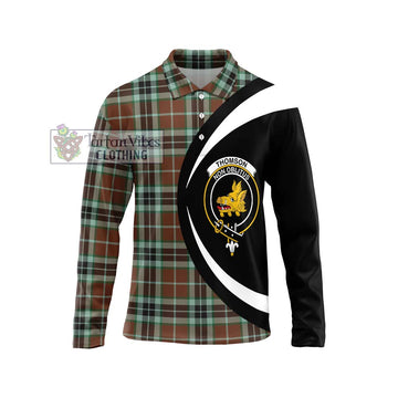 Thomson Hunting Modern Tartan Long Sleeve Polo Shirt with Family Crest Circle Style