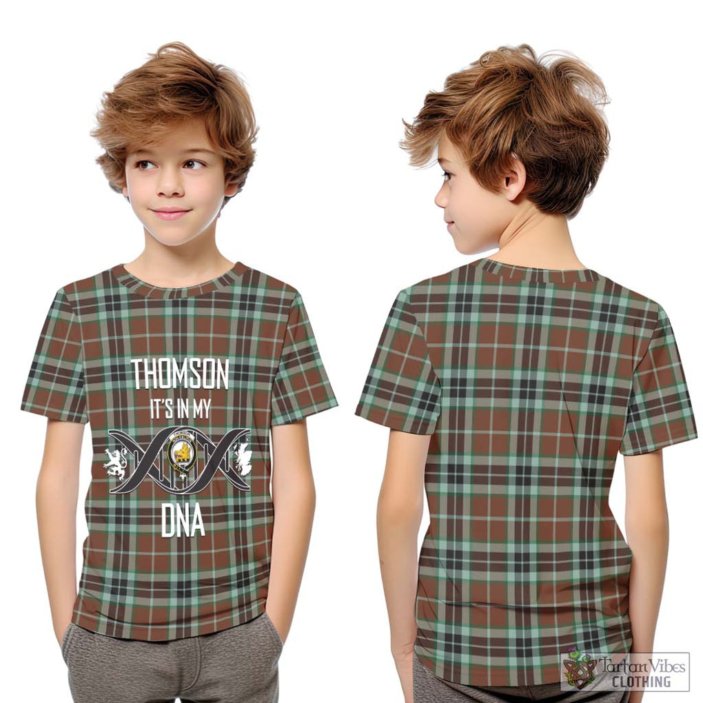 Thomson Hunting Modern Tartan Kid T-Shirt with Family Crest DNA In Me Style Youth XL Size14 - Tartanvibesclothing Shop