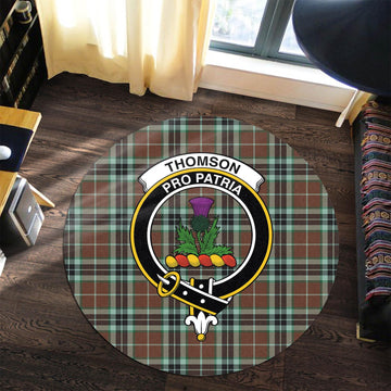 Thomson Hunting Modern Tartan Round Rug with Family Crest