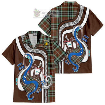 Thomson Hunting Modern Tartan Short Sleeve Button Shirt with Epic Bagpipe Style