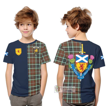 Thomson Hunting Modern Tartan Kid T-Shirt Alba with Scottish Lion Royal Arm Half Style