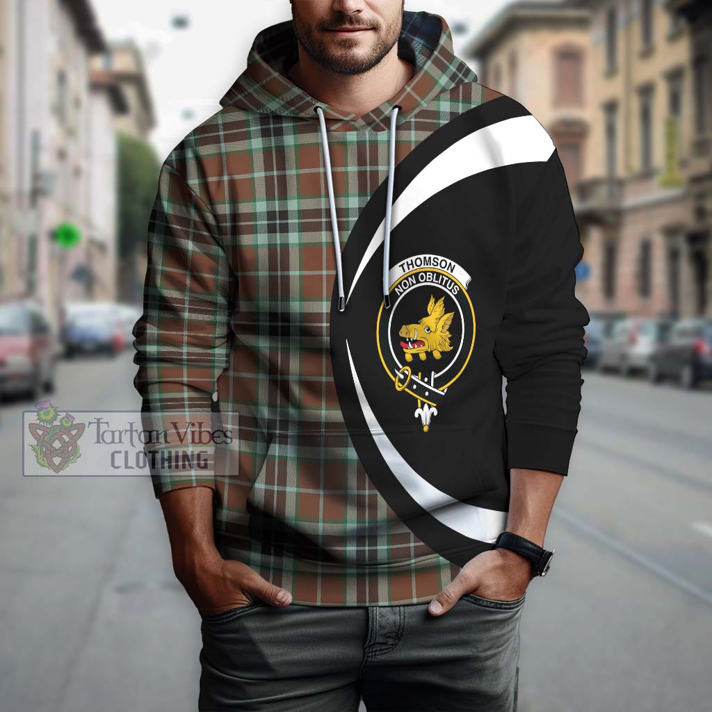 Thomson Hunting Modern Tartan Hoodie with Family Crest Circle Style Zip Hoodie - Tartan Vibes Clothing