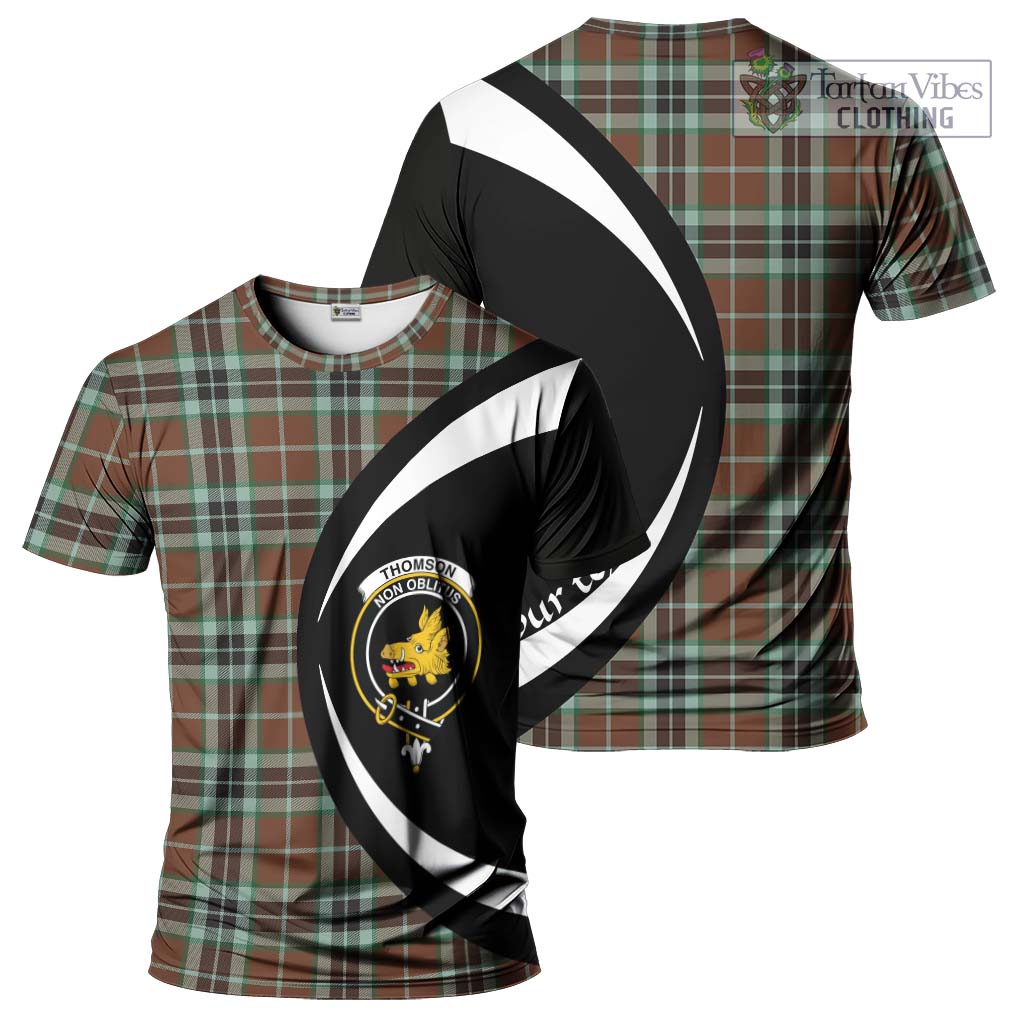 Tartan Vibes Clothing Thomson Hunting Modern Tartan T-Shirt with Family Crest Circle Style