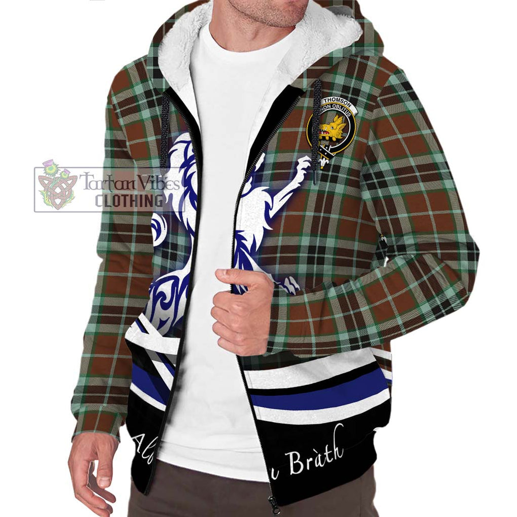 Thomson Hunting Modern Tartan Sherpa Hoodie with Alba Gu Brath Regal Lion Emblem Unisex S - Tartanvibesclothing Shop