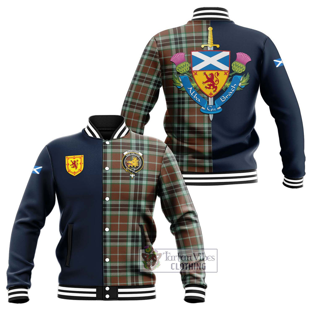 Tartan Vibes Clothing Thomson Hunting Modern Tartan Baseball Jacket with Scottish Lion Royal Arm Half Style