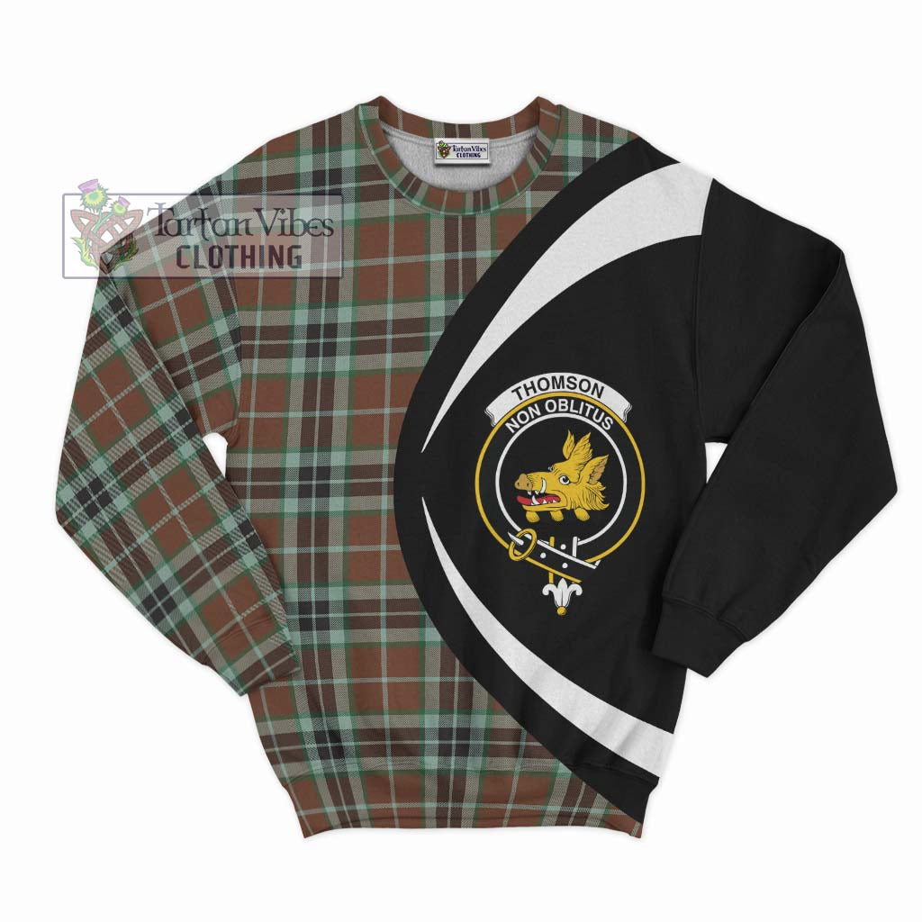 Thomson Hunting Modern Tartan Sweatshirt with Family Crest Circle Style Unisex - Tartan Vibes Clothing