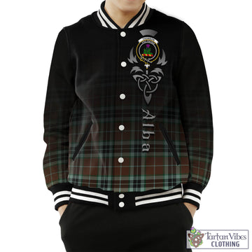 Thomson Hunting Modern Tartan Baseball Jacket Featuring Alba Gu Brath Family Crest Celtic Inspired