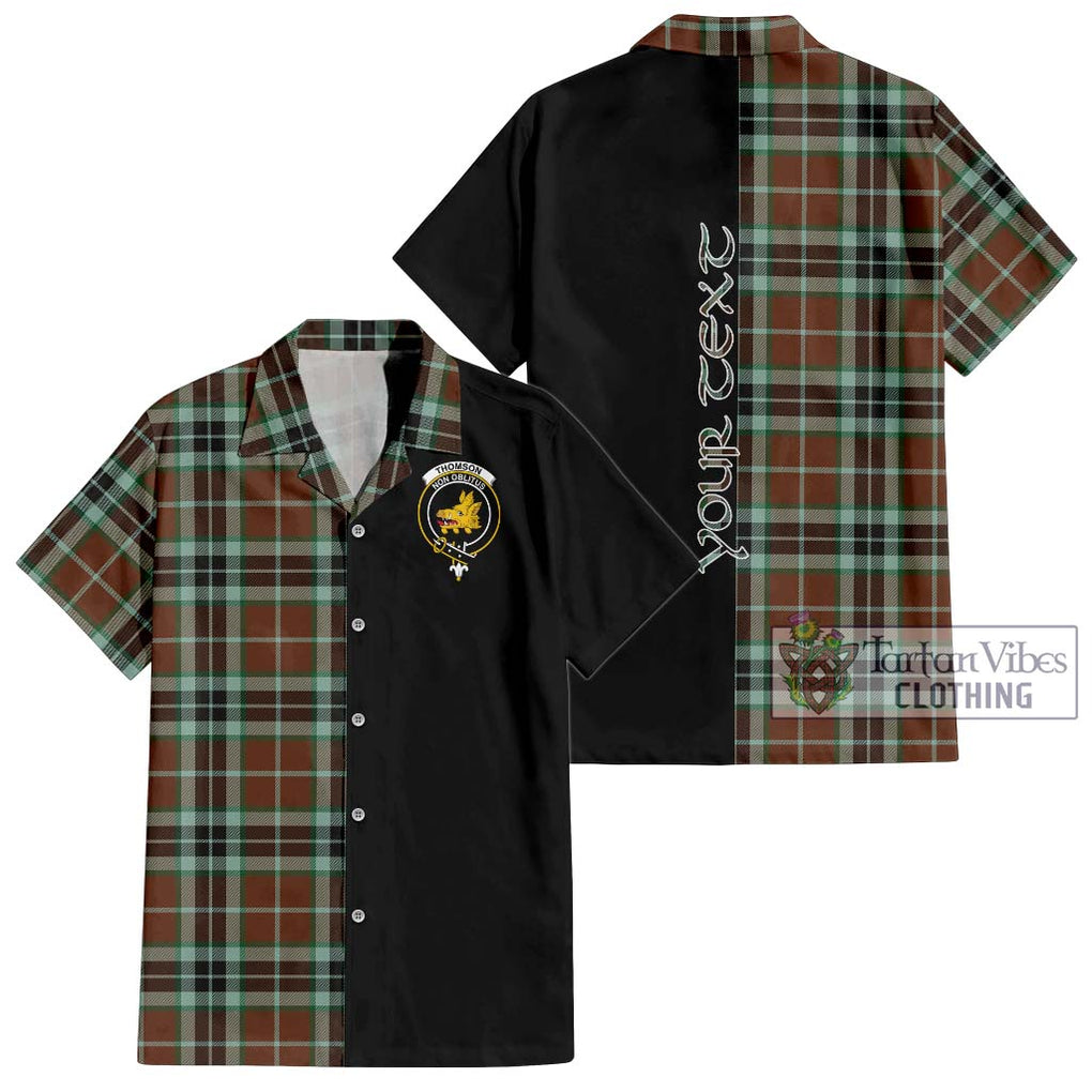 Thomson Hunting Modern Tartan Short Sleeve Button Shirt with Family Crest and Half Of Me Style Kid - Tartanvibesclothing Shop