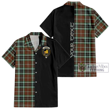 Thomson Hunting Modern Tartan Short Sleeve Button Shirt with Family Crest and Half Of Me Style