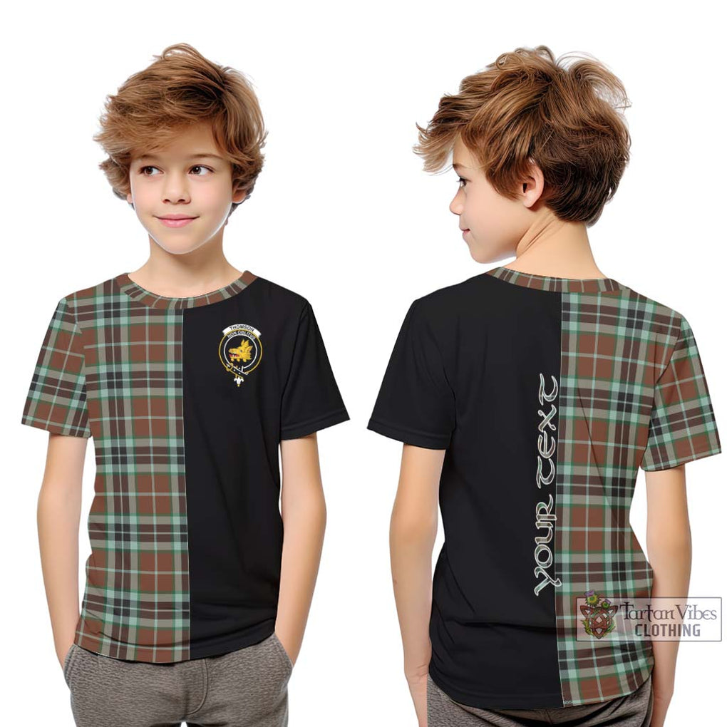 Thomson Hunting Modern Tartan Kid T-Shirt with Family Crest and Half Of Me Style Youth XL Size14 - Tartanvibesclothing Shop