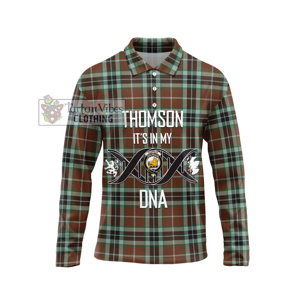 Thomson Hunting Modern Tartan Long Sleeve Polo Shirt with Family Crest DNA In Me Style Unisex - Tartanvibesclothing Shop