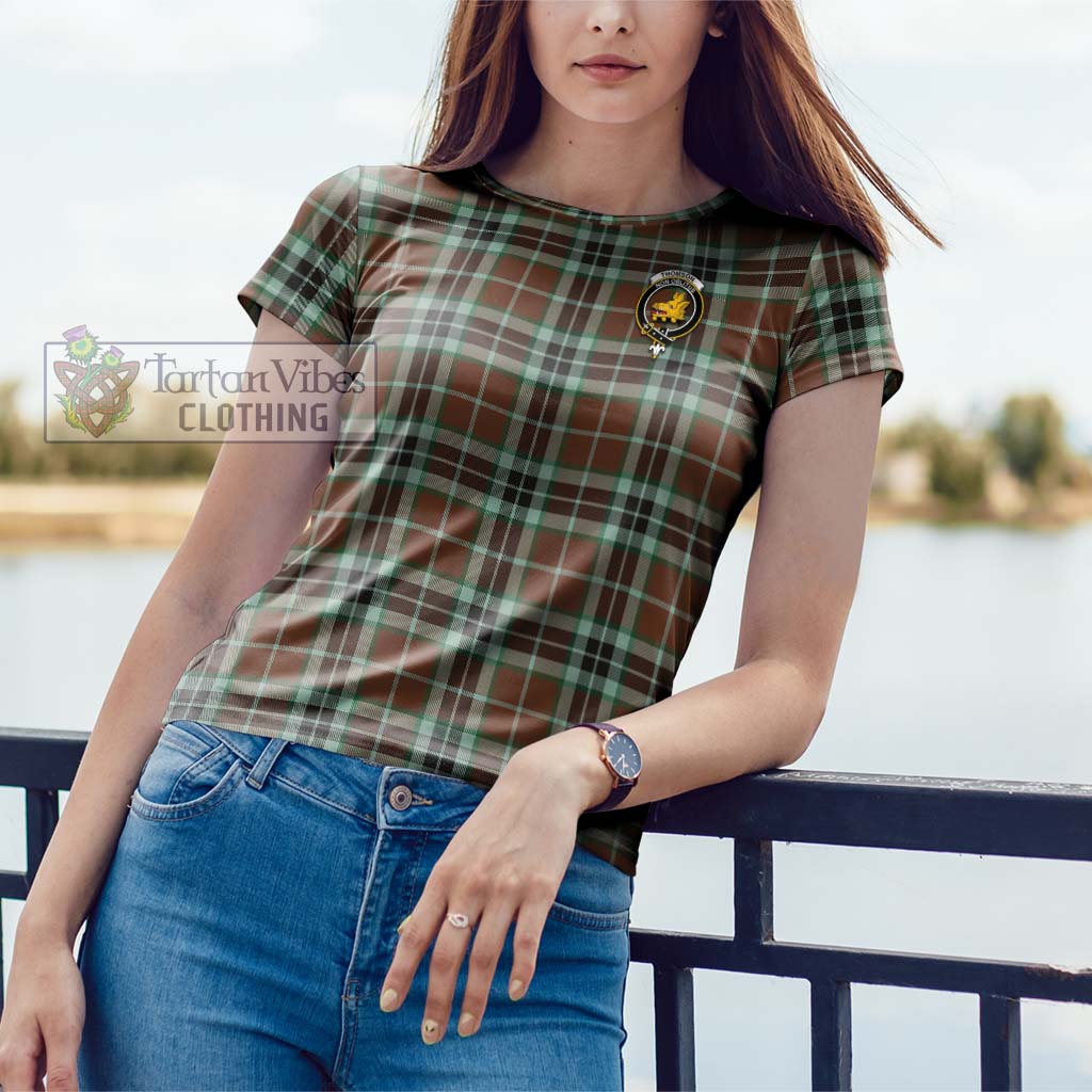 Tartan Vibes Clothing Thomson Hunting Modern Tartan Cotton T-Shirt with Family Crest