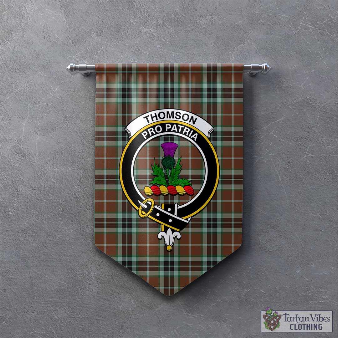 Tartan Vibes Clothing Thomson Hunting Modern Tartan Gonfalon, Tartan Banner with Family Crest