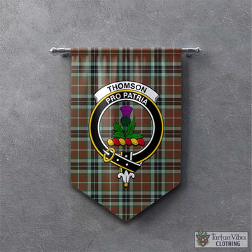 Thomson Hunting Modern Tartan Gonfalon, Tartan Banner with Family Crest