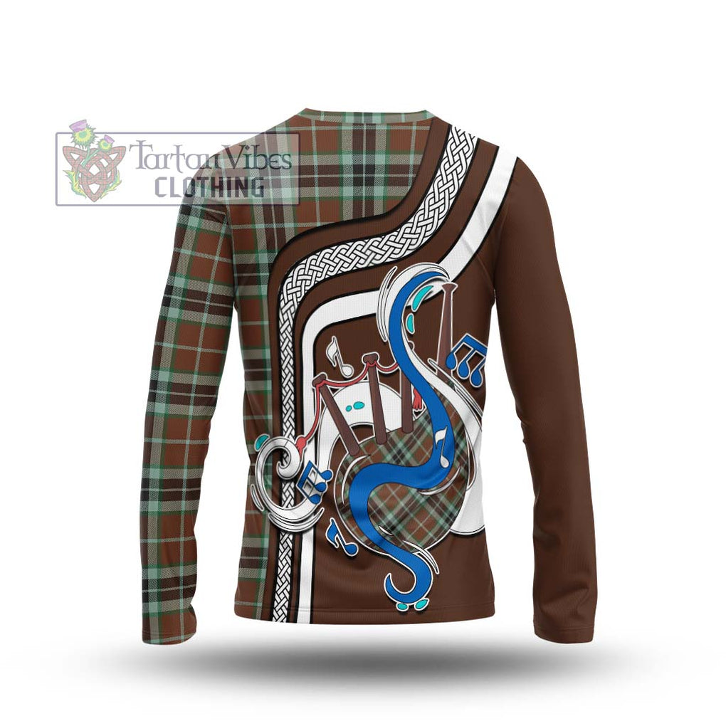 Tartan Vibes Clothing Thomson Hunting Modern Tartan Long Sleeve T-Shirt with Epic Bagpipe Style