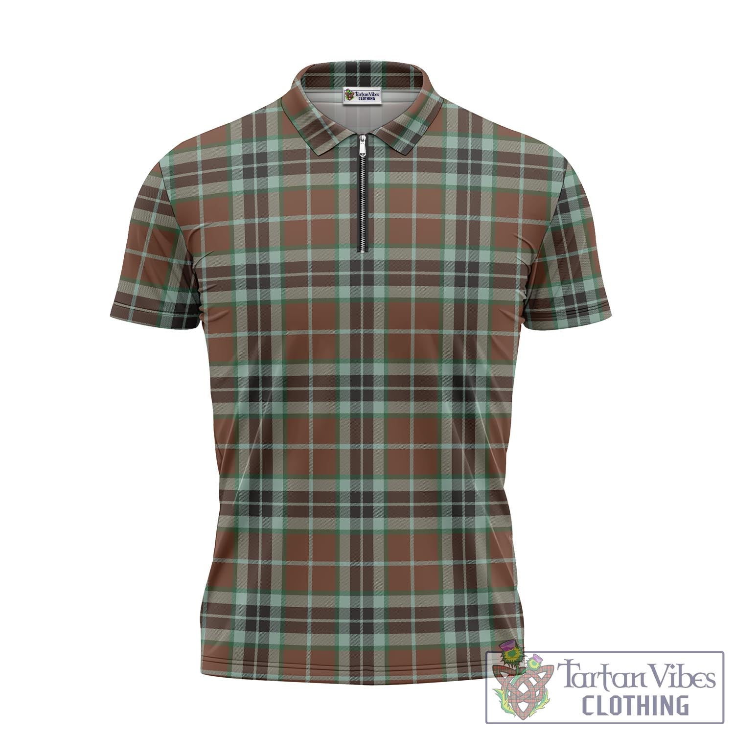 Tartan Vibes Clothing Thomson Hunting Modern Tartan Zipper Polo Shirt