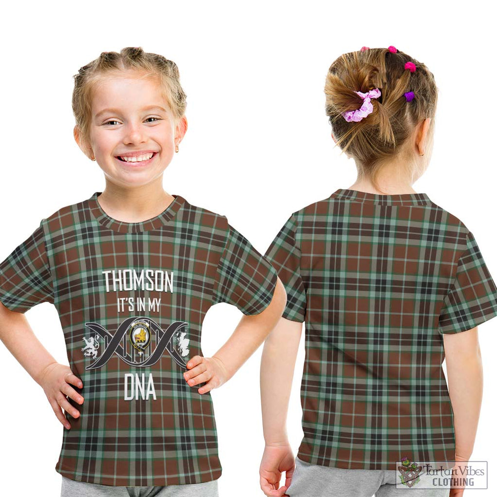 Thomson Hunting Modern Tartan Kid T-Shirt with Family Crest DNA In Me Style - Tartanvibesclothing Shop