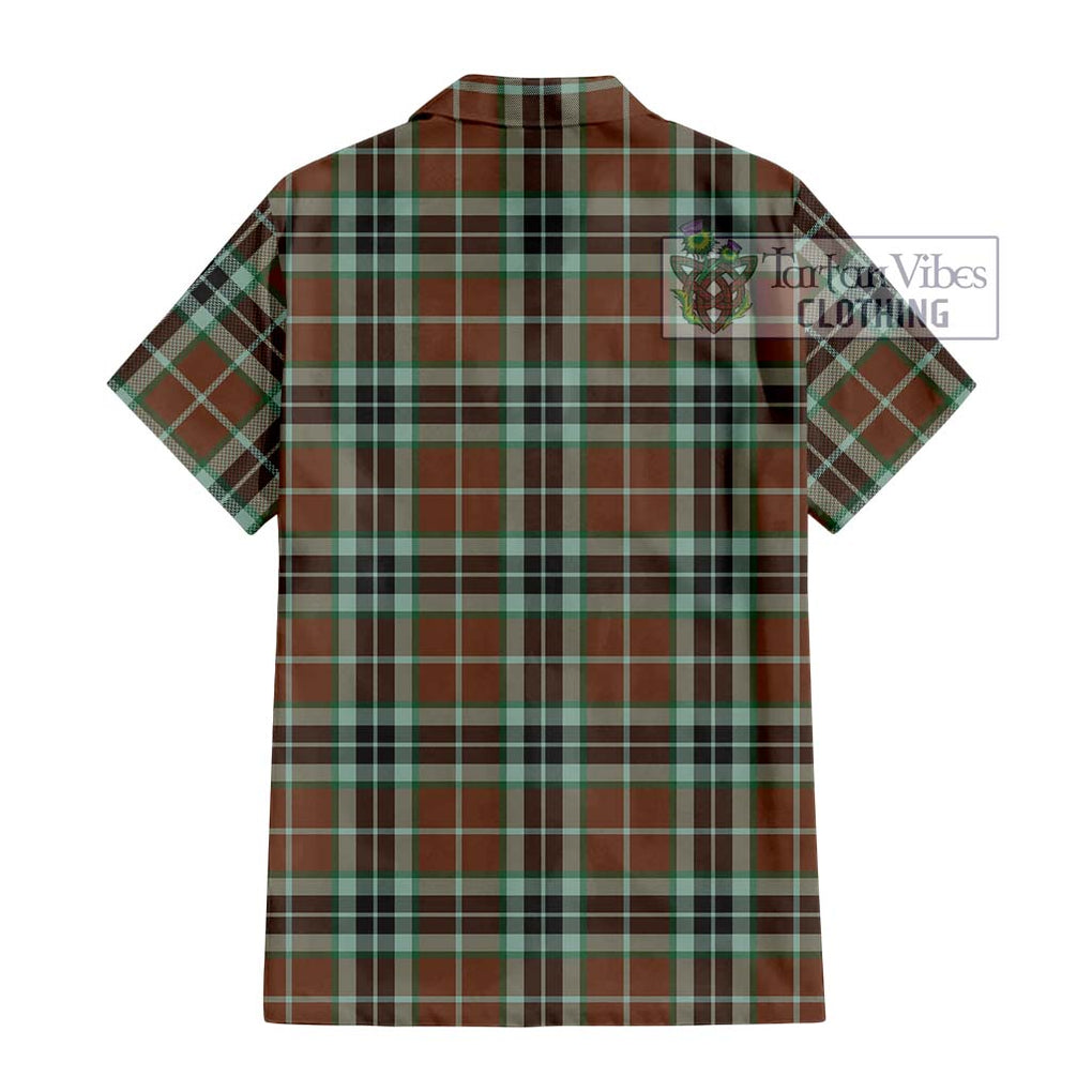 Thomson Hunting Modern Tartan Short Sleeve Button Shirt with Family Crest DNA In Me Style - Tartanvibesclothing Shop