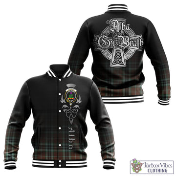 Thomson Hunting Modern Tartan Baseball Jacket Featuring Alba Gu Brath Family Crest Celtic Inspired