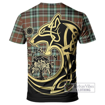 Thomson Hunting Modern Tartan T-Shirt with Family Crest Celtic Wolf Style