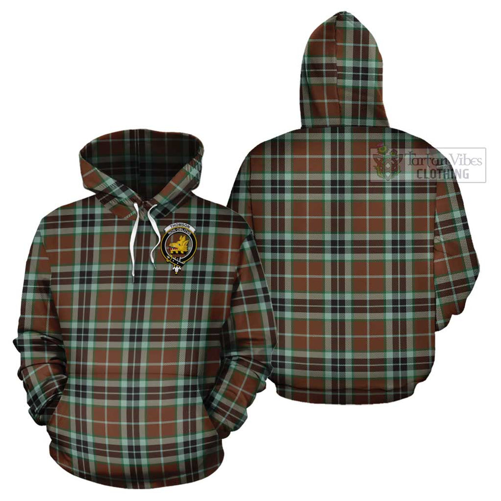 Thomson Hunting Modern Tartan Cotton Hoodie with Family Crest Pullover Hoodie - Tartan Vibes Clothing